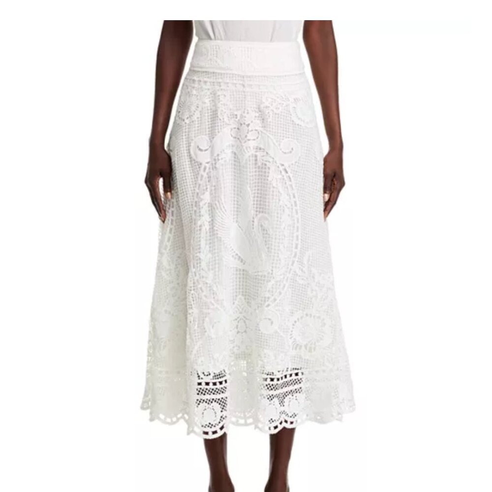 Sundance Catalog Farm Rio Ivory Tiered Lace Skirt Size S